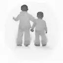 A minimalist design featuring two small silhouettes of your sons holding hands, symbolizing their strong bond despite their height difference. tattoo design idea