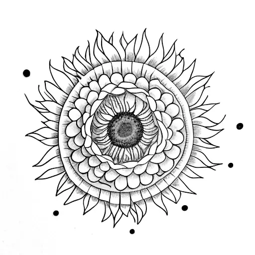 A small and delicate sunflower tattoo with a stethoscope wrapped around its stem tattoo design idea