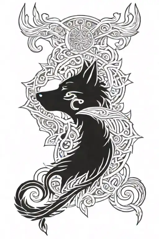 viking wolf tattoo design idea