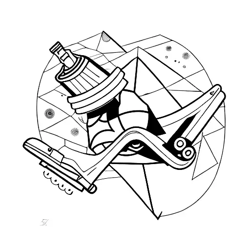 alienígena criança segurando skate  tattoo design idea