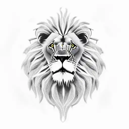 lion-man face tattoo design idea