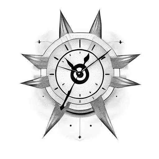 kairos with a clock showing 3:14 tattoo design idea
