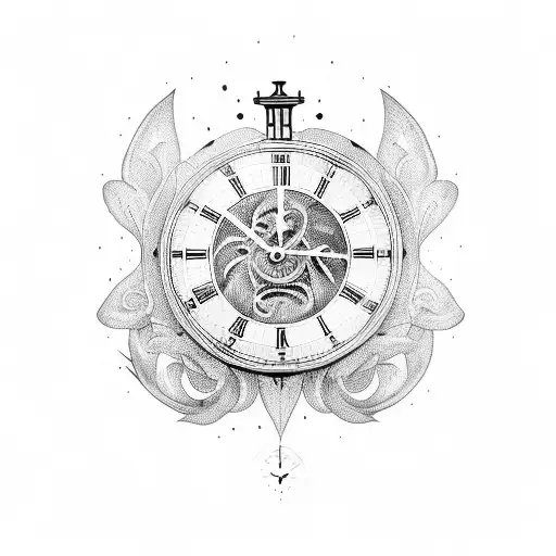 cronos with a clock showing 3:14 tattoo design idea