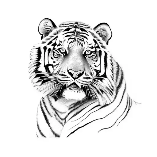 tiger with 2 cubs tattoo design idea