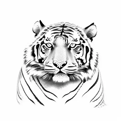 tiger with 2 cubs tattoo design idea