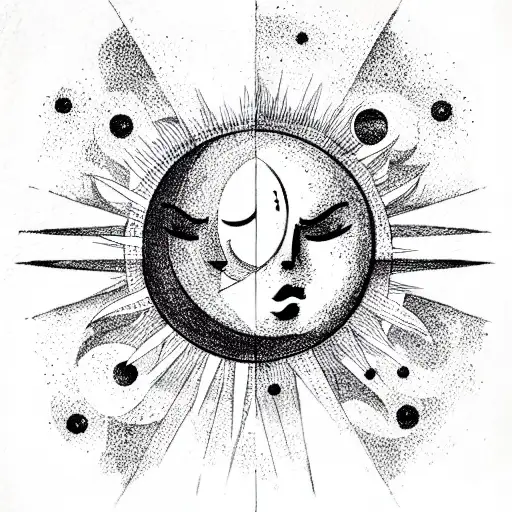 Sun and Moon tattoo design idea
