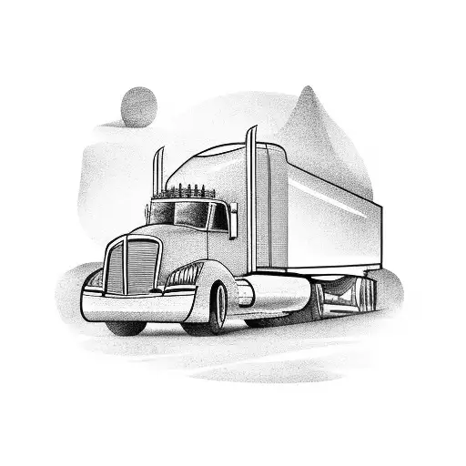 semi truck tattoo design idea