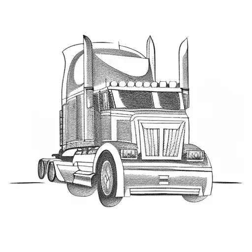 semi truck tattoo design idea