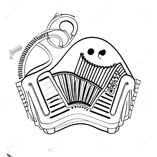 accordion with heartbeat tattoo design idea