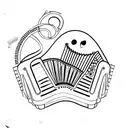 accordion with heartbeat tattoo design idea