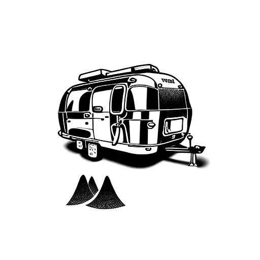 Airstream bambi camper mountains  tattoo design idea