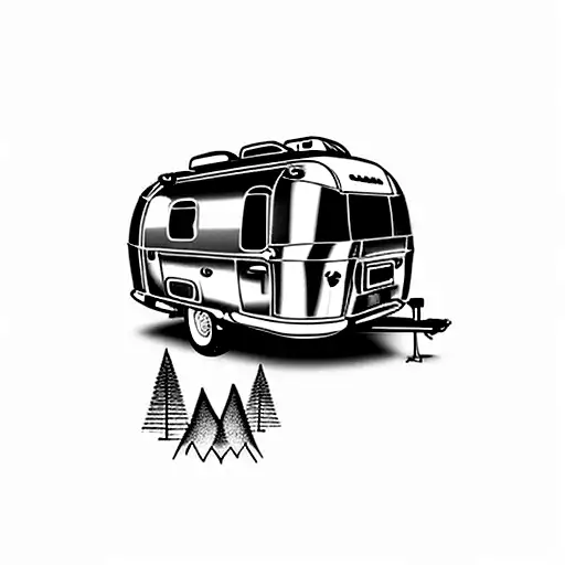 Airstream bambi camper mountains  tattoo design idea