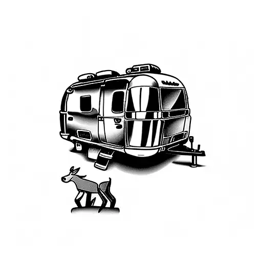 Airstream bambi camper mountains  tattoo design idea