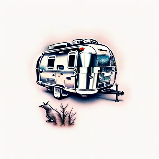 Airstream bambi camper mountains  tattoo design idea