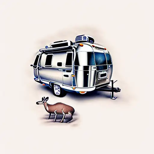 Airstream bambi camper mountains  tattoo design idea