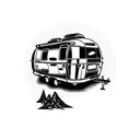 Airstream bambi camper mountains  tattoo design idea