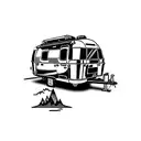 Airstream bambi camper mountains  tattoo design idea