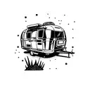 Airstream bambi camper mountains  tattoo design idea