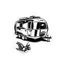 Airstream bambi camper mountains  tattoo design idea