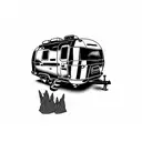 Airstream bambi camper mountains  tattoo design idea