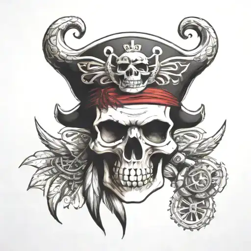 pirate skull mayan Aztec symbols tattoo design idea