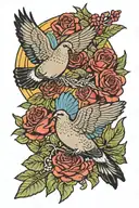 mourning doves flying tattoo design idea