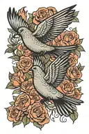 mourning doves flying tattoo design idea
