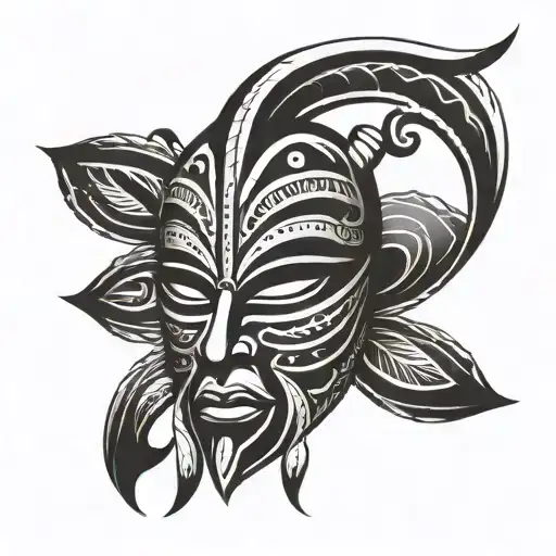 African tribal mask tattoo design idea