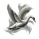 swan swimming tattoo design idea