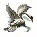 swan swimming tattoo design idea