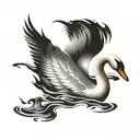 swan swimming tattoo design idea