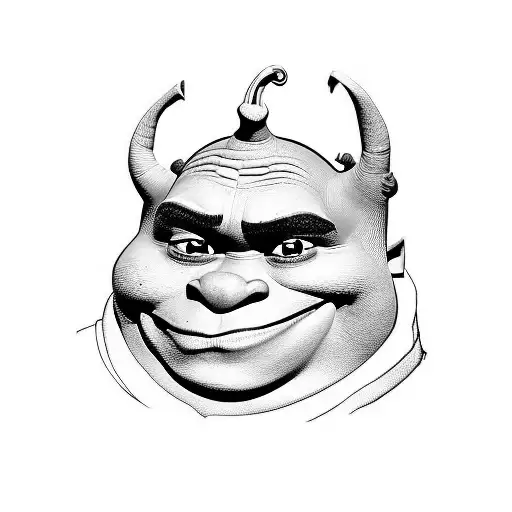 Shrek comes out of the toilet tattoo design idea