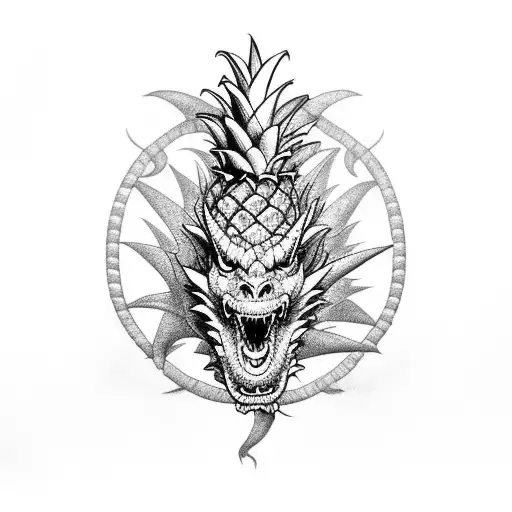 dragon and pineapple tattoo design idea