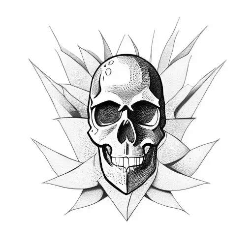 skull and pineapple tattoo design idea