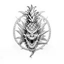 dragon and pineapple tattoo design idea