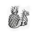 dragon and pineapple tattoo design idea