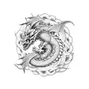 dragon and pineapple tattoo design idea