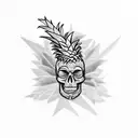 skull and pineapple tattoo design idea