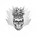skull and pineapple tattoo design idea