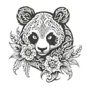 floral panda tattoo design idea