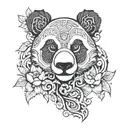 floral panda tattoo design idea