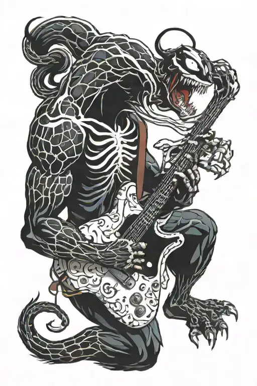 Venom playing the guitar tattoo design idea