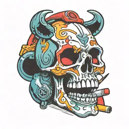 skull made from art supplies tattoo design idea