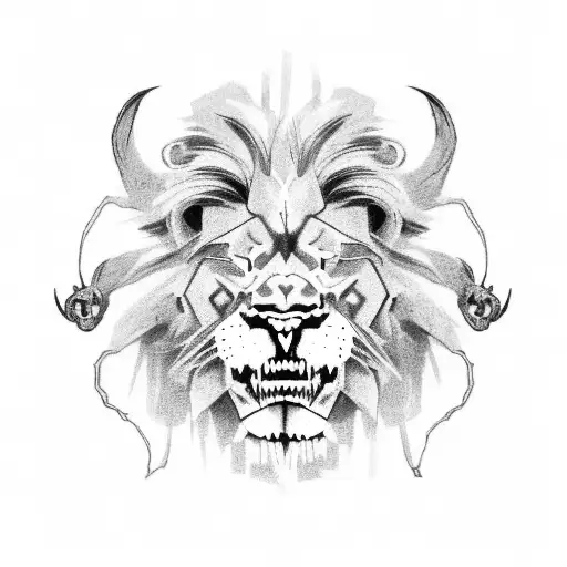Lion and skull tattoo design idea
