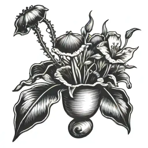 carnivore plant tattoo design idea