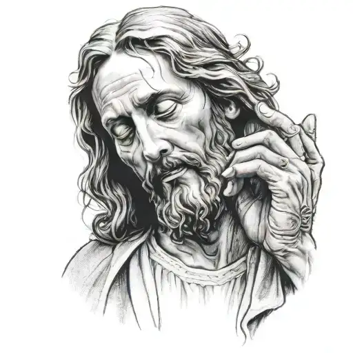 jesus christ praying hands tattoo design idea