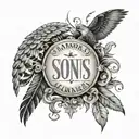 2 sons name with roman numeral birthdays. Outdoor themed with 2 symbols for miscarriages  tattoo design idea