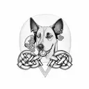 pocket aces, camera, computer code, celtic knot, aviation, mountains, black coonhound. tattoo design idea