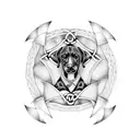 pocket aces, camera, computer code, celtic knot, aviation, mountains, black coonhound. tattoo design idea