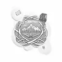 pocket aces, camera, computer code, celtic knot, aviation, mountains, black coonhound. tattoo design idea